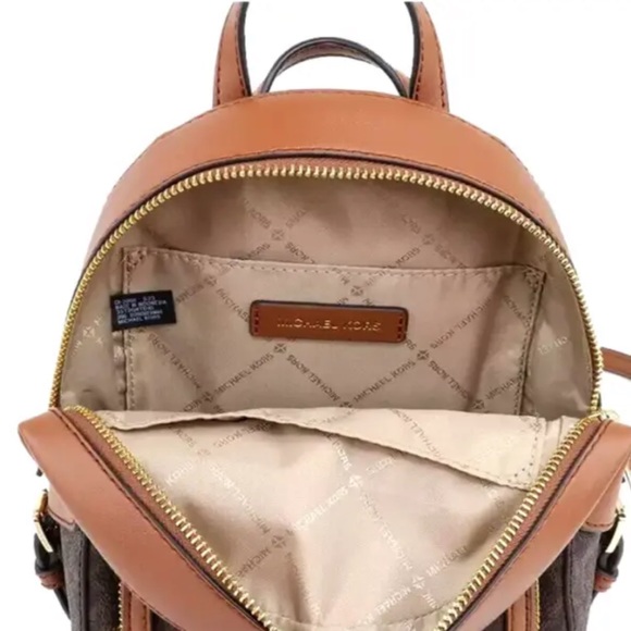 MICHAEL KORS JAYCEE XS BACKPACK MK SIGNATURE CONVERTIBLE SHOULDER BAG $398 Brown - Picture 4 of 6